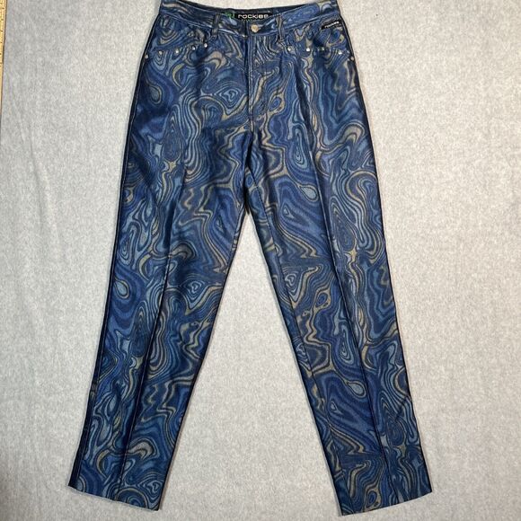 Vtg Rockies Western Jeans 32 13 Psychedelic High Waisted Pants Swirl Bareback